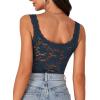 imageLYANER Womens Floral Lace Scallop Spaghetti Strap Sleeveless Sheer Tank Cami Top BlouseTeal Blue