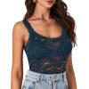 imageLYANER Womens Floral Lace Scallop Spaghetti Strap Sleeveless Sheer Tank Cami Top BlouseTeal Blue