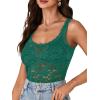imageLYANER Womens Floral Lace Scallop Spaghetti Strap Sleeveless Sheer Tank Cami Top BlouseTurquoise