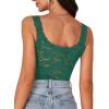 imageLYANER Womens Floral Lace Scallop Spaghetti Strap Sleeveless Sheer Tank Cami Top BlouseTurquoise