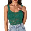 imageLYANER Womens Floral Lace Scallop Spaghetti Strap Sleeveless Sheer Tank Cami Top BlouseTurquoise