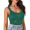 imageLYANER Womens Floral Lace Scallop Spaghetti Strap Sleeveless Sheer Tank Cami Top BlouseTurquoise