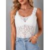 imageLYANER Womens Floral Lace Scallop Spaghetti Strap Sleeveless Sheer Tank Cami Top BlouseWhite