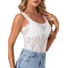 imageLYANER Womens Floral Lace Scallop Spaghetti Strap Sleeveless Sheer Tank Cami Top BlouseWhite