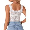 imageLYANER Womens Floral Lace Scallop Spaghetti Strap Sleeveless Sheer Tank Cami Top BlouseWhite