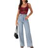 imageLYANER Womens Floral Lace Scallop Spaghetti Strap Sleeveless Sheer Tank Cami Top BlouseWine Red