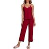 imageLYANER Womens Pajamas Set V Neck Sleeveless Cami Top with Pants PJ Set SleepwearBurgundy