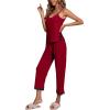 imageLYANER Womens Pajamas Set V Neck Sleeveless Cami Top with Pants PJ Set SleepwearBurgundy