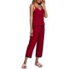 imageLYANER Womens Pajamas Set V Neck Sleeveless Cami Top with Pants PJ Set SleepwearBurgundy