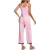 imageLYANER Womens Pajamas Set V Neck Sleeveless Cami Top with Pants PJ Set SleepwearPink