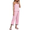 imageLYANER Womens Pajamas Set V Neck Sleeveless Cami Top with Pants PJ Set SleepwearPink