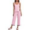 imageLYANER Womens Pajamas Set V Neck Sleeveless Cami Top with Pants PJ Set SleepwearPink