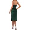 imageLYANER Womens Satin Drape Cowl Neck Sleeveless Strappy Cami Split Slit Party Midi DressDeep Green
