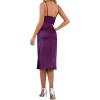 imageLYANER Womens Satin Drape Cowl Neck Sleeveless Strappy Cami Split Slit Party Midi DressDeep Purple