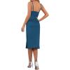 imageLYANER Womens Satin Drape Cowl Neck Sleeveless Strappy Cami Split Slit Party Midi DressDeep Teal Blue