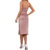 imageLYANER Womens Satin Drape Cowl Neck Sleeveless Strappy Cami Split Slit Party Midi DressDusty Pink