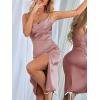 imageLYANER Womens Satin Drape Cowl Neck Sleeveless Strappy Cami Split Slit Party Midi DressDusty Pink
