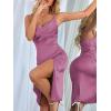 imageLYANER Womens Satin Drape Cowl Neck Sleeveless Strappy Cami Split Slit Party Midi DressDusty Purple