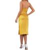 imageLYANER Womens Satin Drape Cowl Neck Sleeveless Strappy Cami Split Slit Party Midi DressGinger