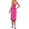 imageLYANER Womens Satin Drape Cowl Neck Sleeveless Strappy Cami Split Slit Party Midi DressHot Pink