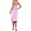 imageLYANER Womens Satin Drape Cowl Neck Sleeveless Strappy Cami Split Slit Party Midi DressLavender