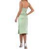 imageLYANER Womens Satin Drape Cowl Neck Sleeveless Strappy Cami Split Slit Party Midi DressMint Green