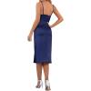 imageLYANER Womens Satin Drape Cowl Neck Sleeveless Strappy Cami Split Slit Party Midi DressNavy