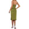 imageLYANER Womens Satin Drape Cowl Neck Sleeveless Strappy Cami Split Slit Party Midi DressOlive Green