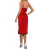 imageLYANER Womens Satin Drape Cowl Neck Sleeveless Strappy Cami Split Slit Party Midi DressRed