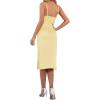 imageLYANER Womens Satin Drape Cowl Neck Sleeveless Strappy Cami Split Slit Party Midi DressTender Yellow