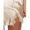 imageLYANER Womens Satin Lace Trim Split Slit Hem Zipper High Wasit Mini Short SkirtBeige
