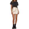 imageLYANER Womens Satin Lace Trim Split Slit Hem Zipper High Wasit Mini Short SkirtBeige