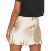 imageLYANER Womens Satin Lace Trim Split Slit Hem Zipper High Wasit Mini Short SkirtBeige