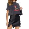 imageLYANER Womens Satin Lace Trim Split Slit Hem Zipper High Wasit Mini Short SkirtBlack