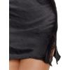 imageLYANER Womens Satin Lace Trim Split Slit Hem Zipper High Wasit Mini Short SkirtBlack