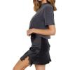 imageLYANER Womens Satin Lace Trim Split Slit Hem Zipper High Wasit Mini Short SkirtBlack