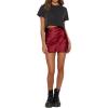 imageLYANER Womens Satin Lace Trim Split Slit Hem Zipper High Wasit Mini Short SkirtBurgundy