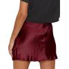 imageLYANER Womens Satin Lace Trim Split Slit Hem Zipper High Wasit Mini Short SkirtBurgundy