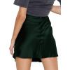 imageLYANER Womens Satin Lace Trim Split Slit Hem Zipper High Wasit Mini Short SkirtDark Green
