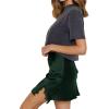 imageLYANER Womens Satin Lace Trim Split Slit Hem Zipper High Wasit Mini Short SkirtDark Green
