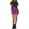 imageLYANER Womens Satin Lace Trim Split Slit Hem Zipper High Wasit Mini Short SkirtDeep Purple