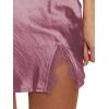 imageLYANER Womens Satin Lace Trim Split Slit Hem Zipper High Wasit Mini Short SkirtDusty Purple