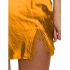 imageLYANER Womens Satin Lace Trim Split Slit Hem Zipper High Wasit Mini Short SkirtGold