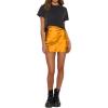 imageLYANER Womens Satin Lace Trim Split Slit Hem Zipper High Wasit Mini Short SkirtGold