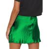 imageLYANER Womens Satin Lace Trim Split Slit Hem Zipper High Wasit Mini Short SkirtGrass Green