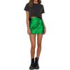 imageLYANER Womens Satin Lace Trim Split Slit Hem Zipper High Wasit Mini Short SkirtGrass Green