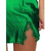 imageLYANER Womens Satin Lace Trim Split Slit Hem Zipper High Wasit Mini Short SkirtGrass Green
