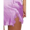 imageLYANER Womens Satin Lace Trim Split Slit Hem Zipper High Wasit Mini Short SkirtLilac