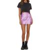 imageLYANER Womens Satin Lace Trim Split Slit Hem Zipper High Wasit Mini Short SkirtLilac