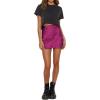 imageLYANER Womens Satin Lace Trim Split Slit Hem Zipper High Wasit Mini Short SkirtMagenta